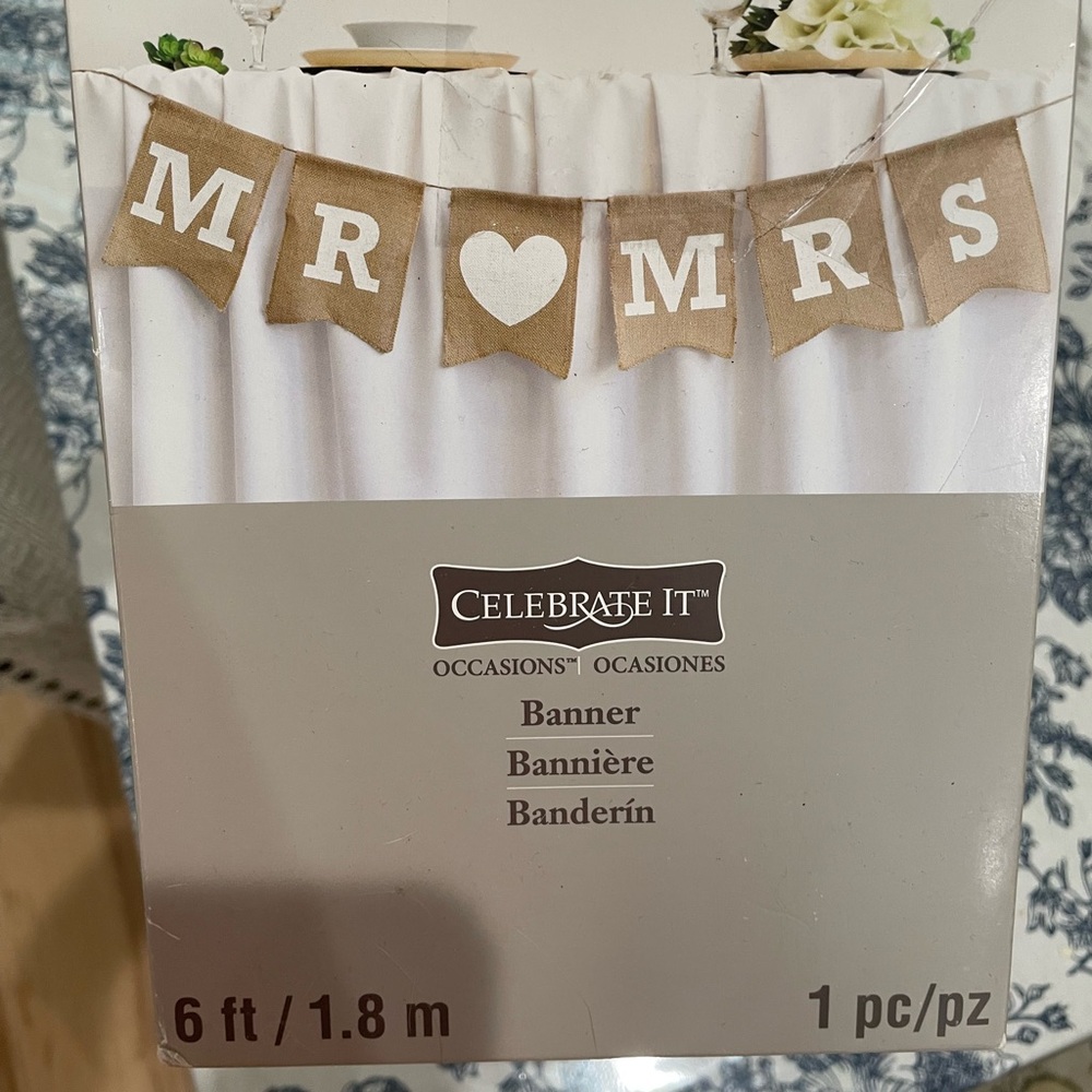 Celebrate It Rustic Wedding Banner Brown and White Decorations